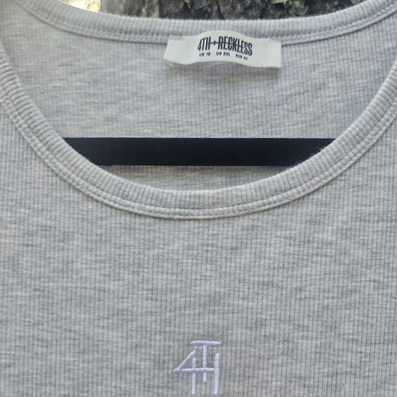 ASOS 4th And Reckless Ribbed Cotton Tank Dress In Light Gray Size 14 - Picture 6 of 6